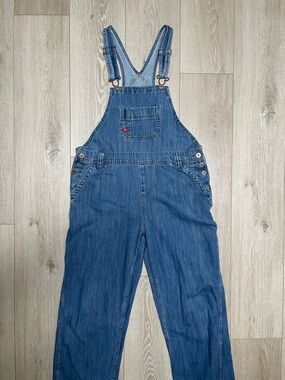 Dickies Blue Denim Bib Overalls with Chest Pocket—Womens-M